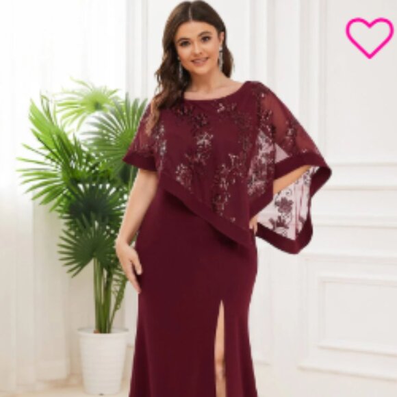 New, Burgandy, size 20, Sequin Dress with Slit (Mother of the Bride/ Groom) - Picture 1 of 7